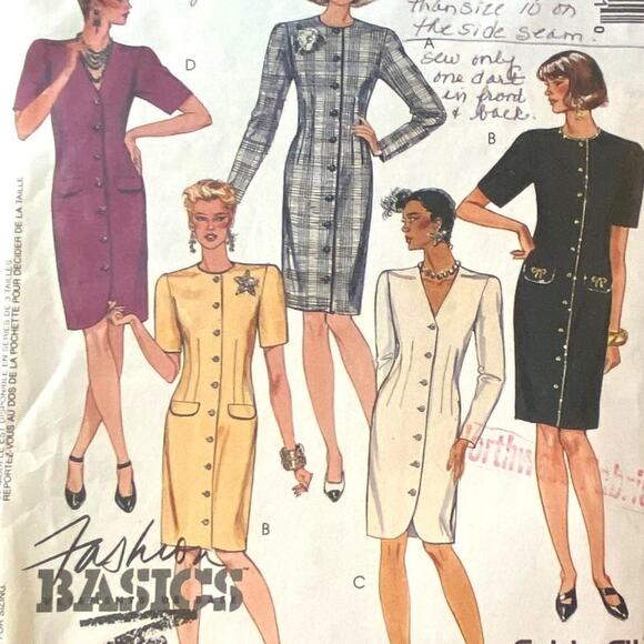 McCalls 5187 Pattern Dress Miss 6-10 Vintage Fitted Full Button Up Front Pockets - Picture 1 of 7
